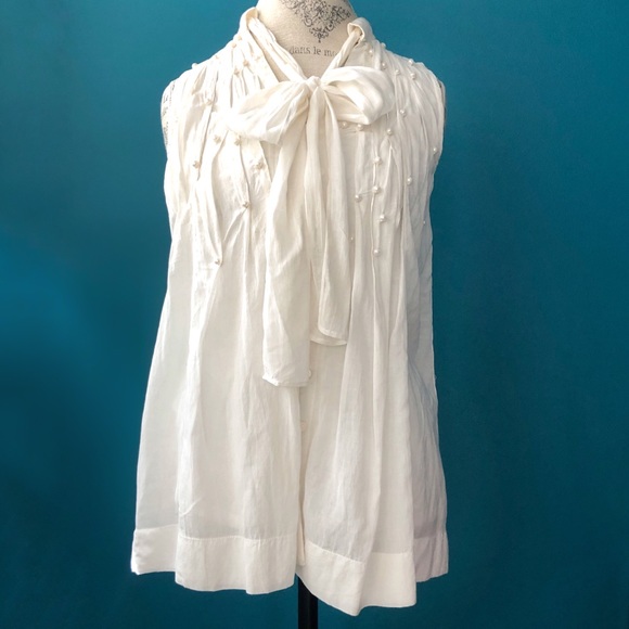 Anthropologie Feather Bone Leonie Pearled Top - Picture 3 of 8